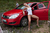 Virgin art great posing near car