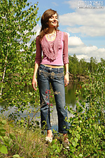 Shy sugar angels pulling off her jeans