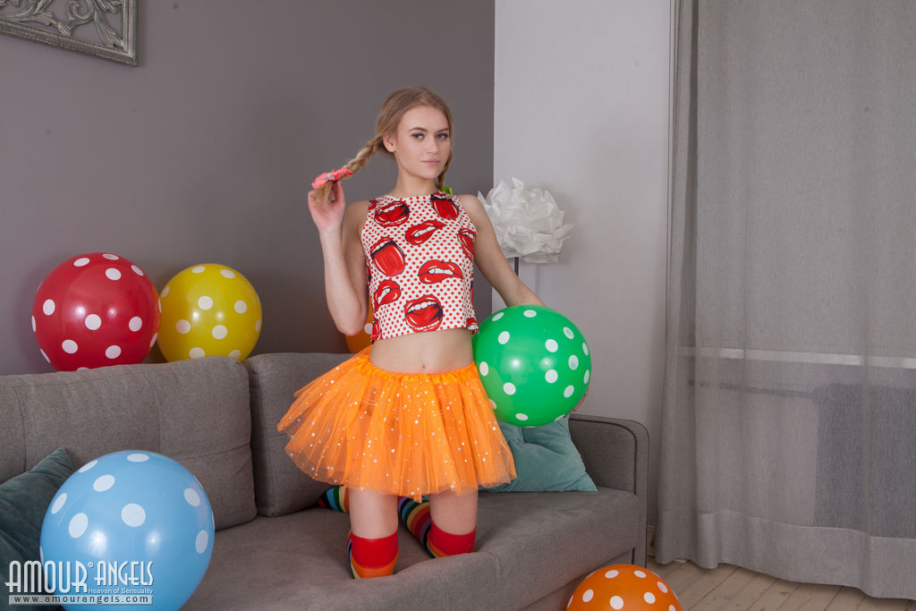 Cutie with stripped socks