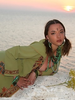 Beach tease by brunette