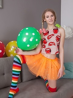 Cute babe playing alone