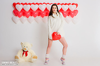Loving shy naked games with teddybear